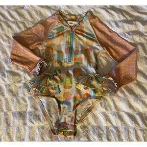 Matilda Jane Dream Dancing Popsicle Long Sleeve Ruffle Swimsuit Size 18/24 Month
